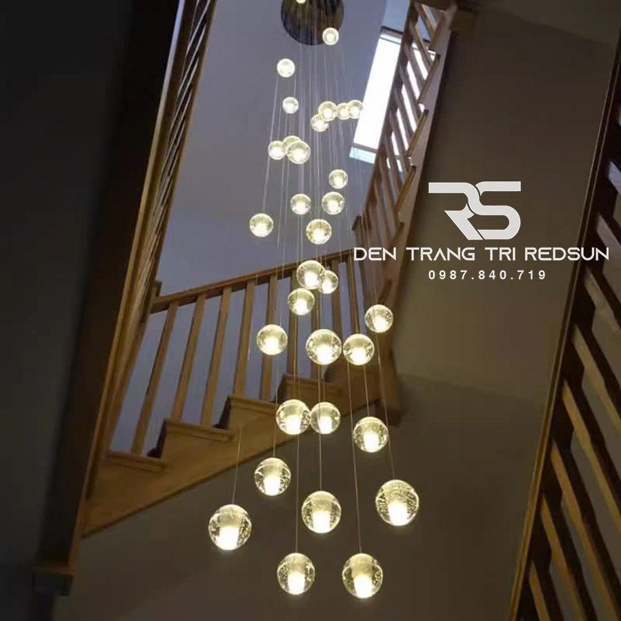 Đèn Thả Trần Hiện Đại Bocci Lắp Thông Tầng  Cầu Thang, Phòng Khách, Bàn Ăn Chất Liệu Pha Lê HTK009
