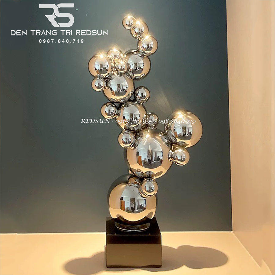 Đồ Trang Trí Nghệ Thuật Phòng Khách, Hành Lang, Sảnh Chờ Điêu Khắc Trừu Tượng Chất Liệu Inox DDC-017