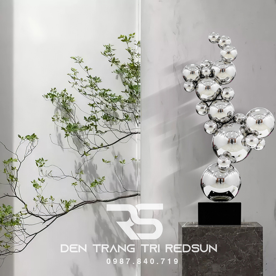 Đồ Trang Trí Nghệ Thuật Phòng Khách, Hành Lang, Sảnh Chờ Điêu Khắc Trừu Tượng Chất Liệu Inox DDC-017