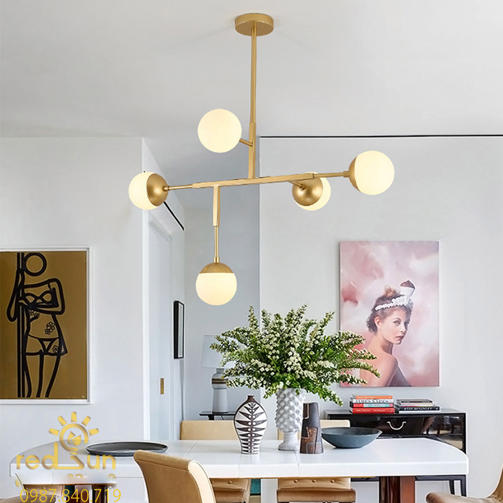 Đèn chùm Nordic cầu sứ DC-T051