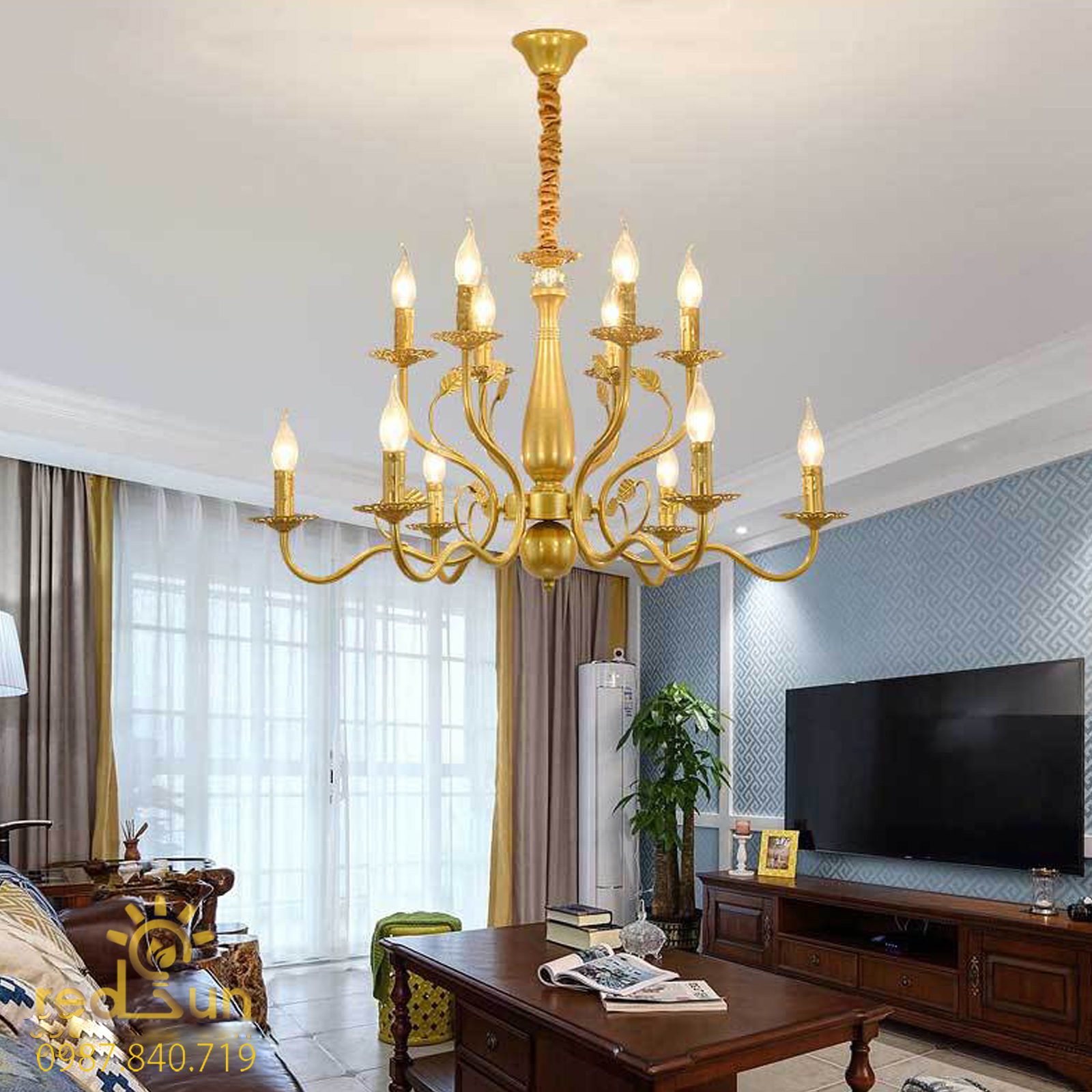 DC034-Đèn chùm Tân cổ điển bóng nến