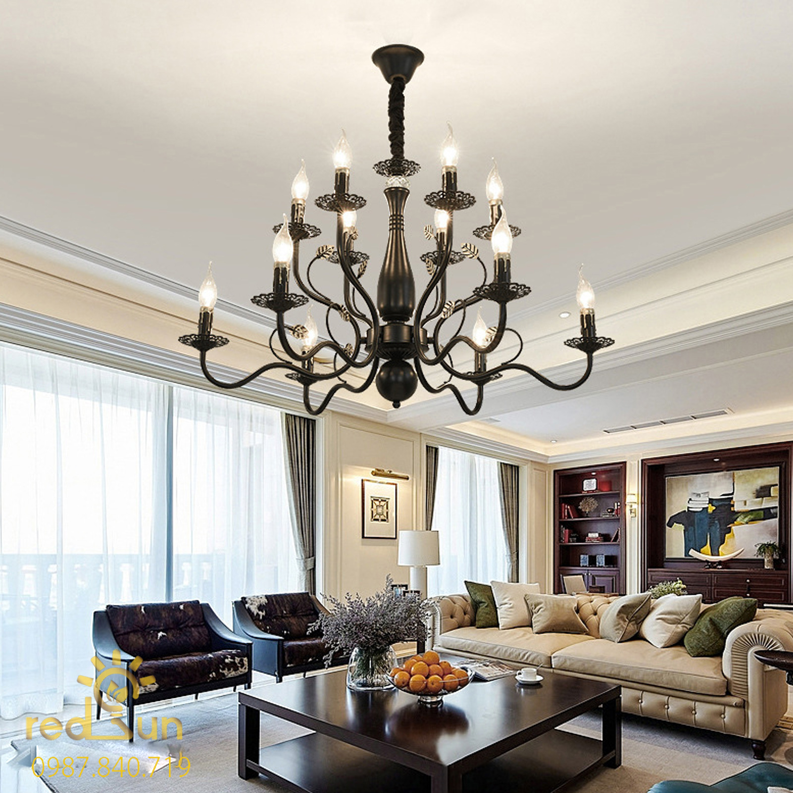 DC034-Đèn chùm Tân cổ điển bóng nến