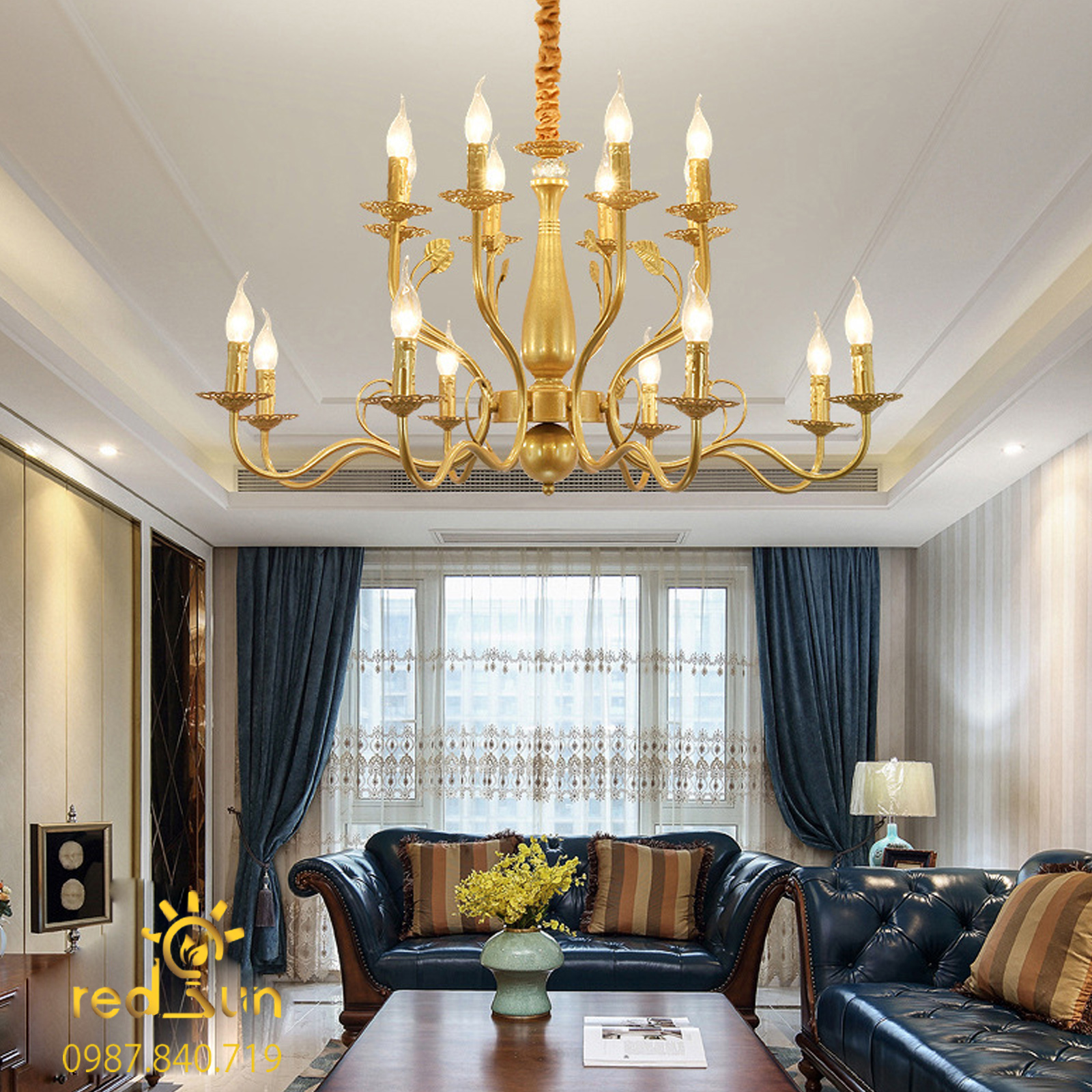 DC034-Đèn chùm Tân cổ điển bóng nến