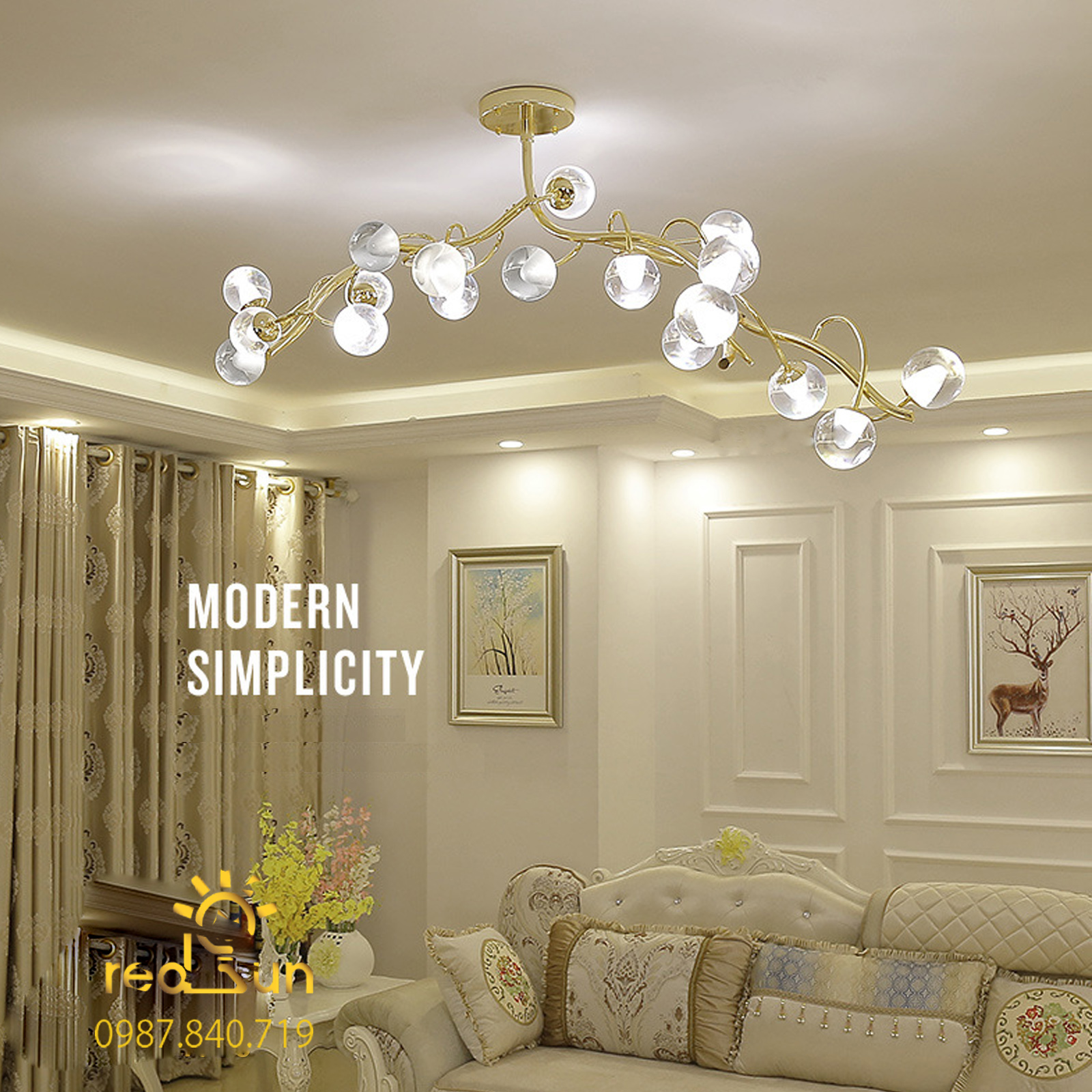 DC903-Đèn chùm Nordic cầu bocci