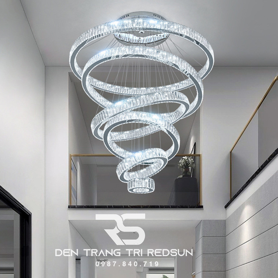 Đèn Chùm Pha Lê Hiện Đại Lắp Thông Tầng Sảnh Khách Sạn, Phòng Khách, Cầu Thang TPLTM