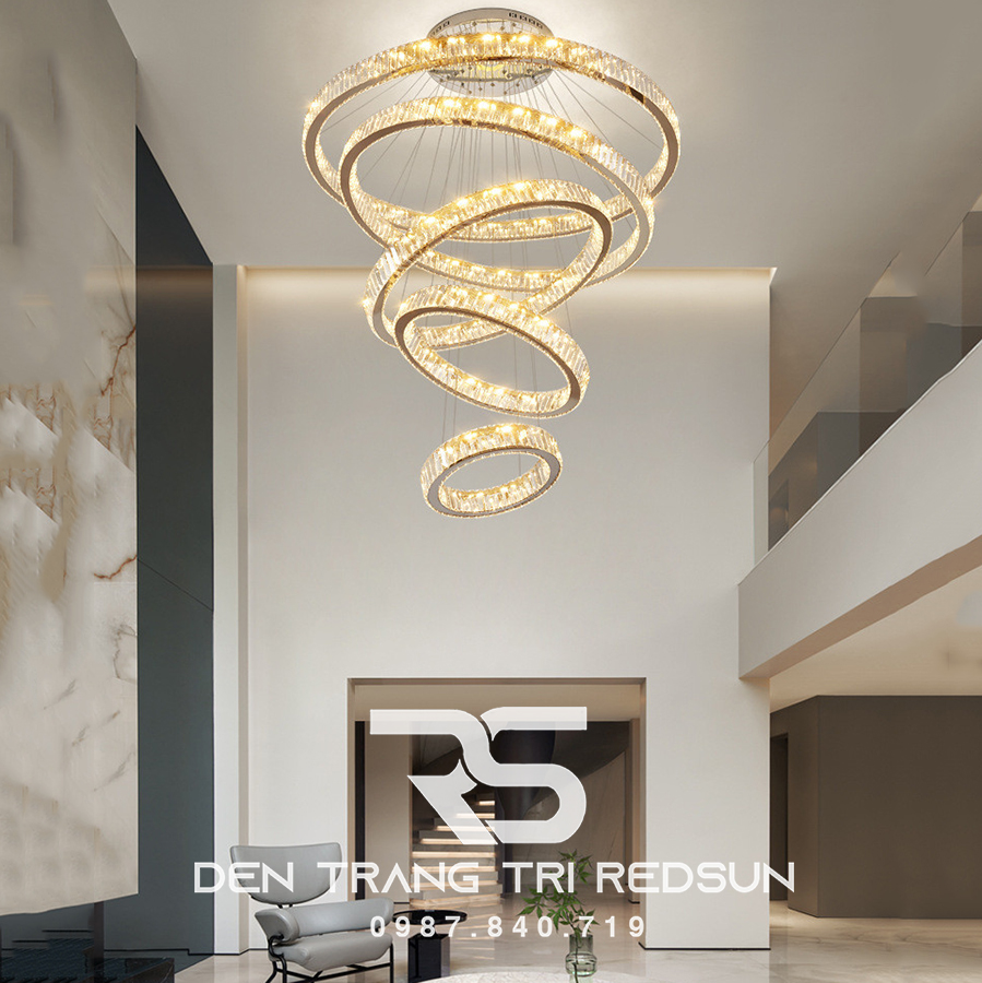 Đèn Chùm Pha Lê Hiện Đại Lắp Thông Tầng Sảnh Khách Sạn, Phòng Khách, Cầu Thang TPLTM