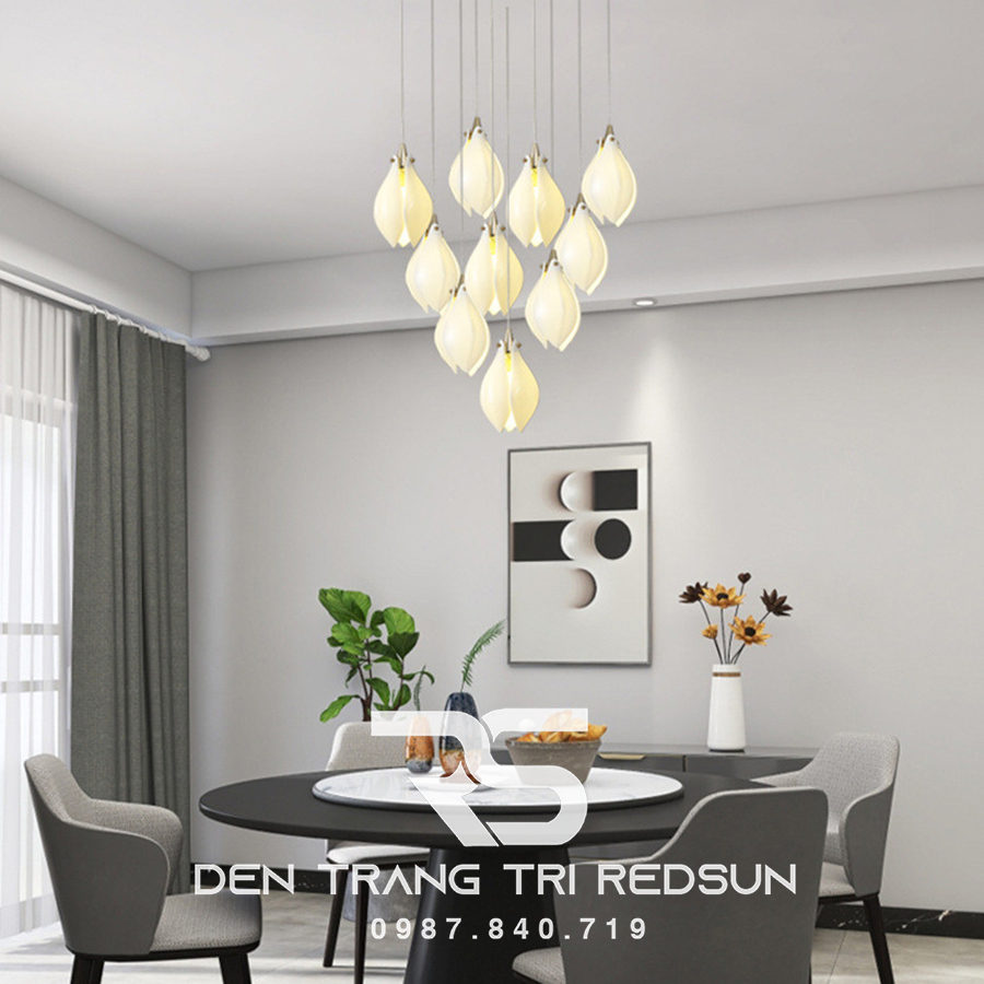Đèn Thả Phong Cách Hiện Đại Hoa Mộc Lan Lắp Phòng Khách, Sảnh Chờ, Cầu Thang Thông Tầng HTK052