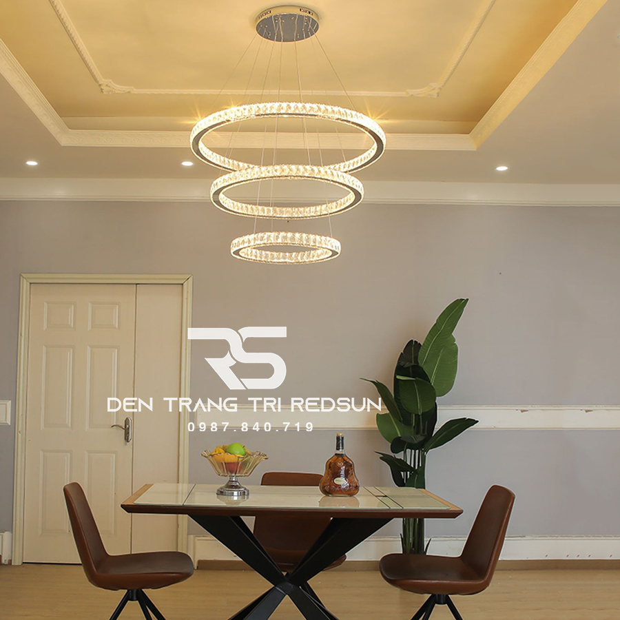 Đèn Chùm Pha Lê Hiện Đại Cao Cấp Lắp Thông Tầng Phòng Khách, Cầu Thang, Sảnh Khách Sạn TPLTD Bản 5cm