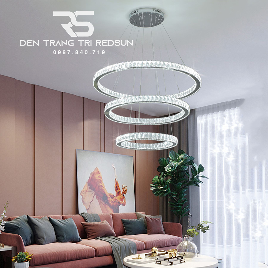 Đèn Chùm Pha Lê Hiện Đại Cao Cấp Lắp Thông Tầng Phòng Khách, Cầu Thang, Sảnh Khách Sạn TPLTD Bản 5cm