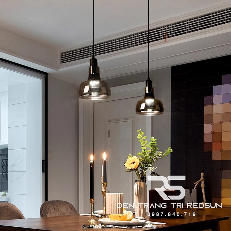 Đèn Thả Bàn Ăn Hiện Đại Bắc Âu Choá Thuỷ Tinh Đen Khói CDT-L017