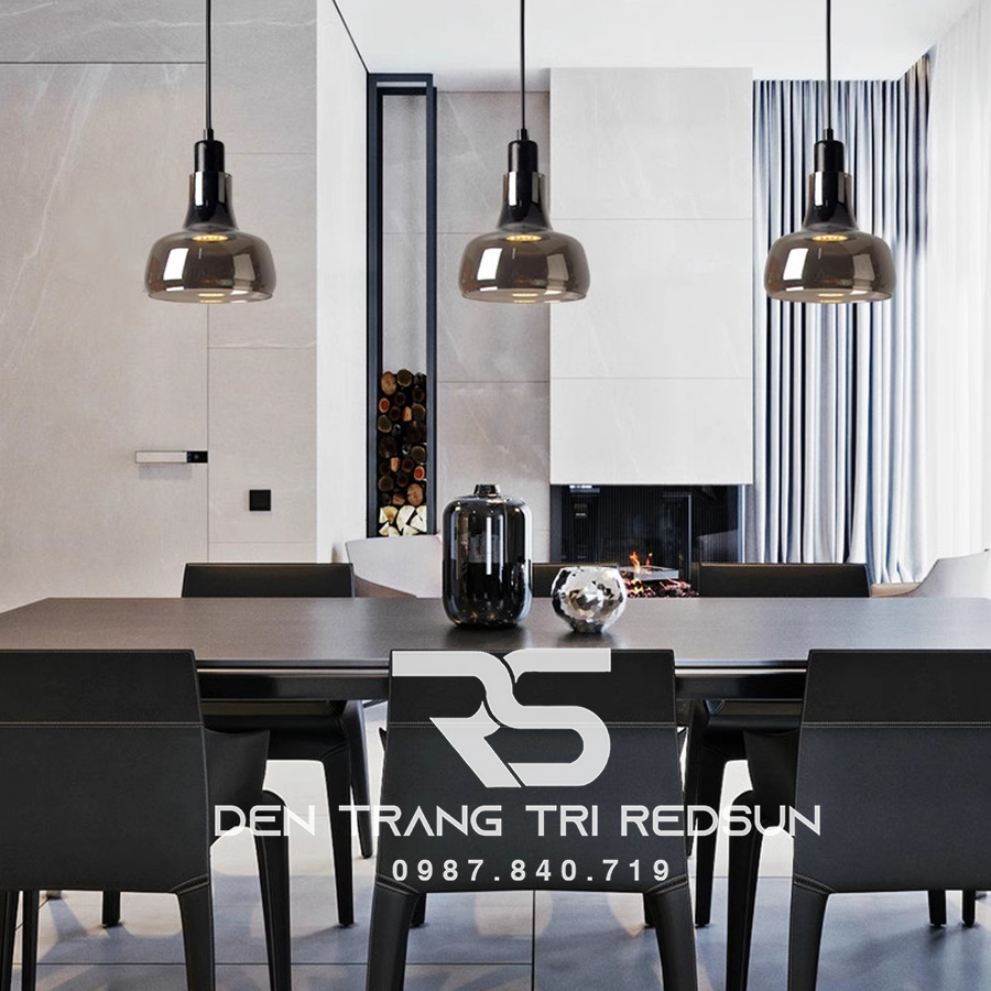 Đèn Thả Bàn Ăn Hiện Đại Bắc Âu Choá Thuỷ Tinh Đen Khói CDT-L017