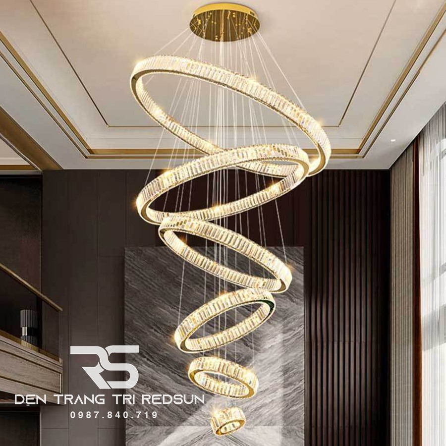 Đèn Chùm Pha Lê Hiện Đại Lắp Thông Tầng Sảnh Khách Sạn, Phòng Khách, Cầu Thang TPLTM