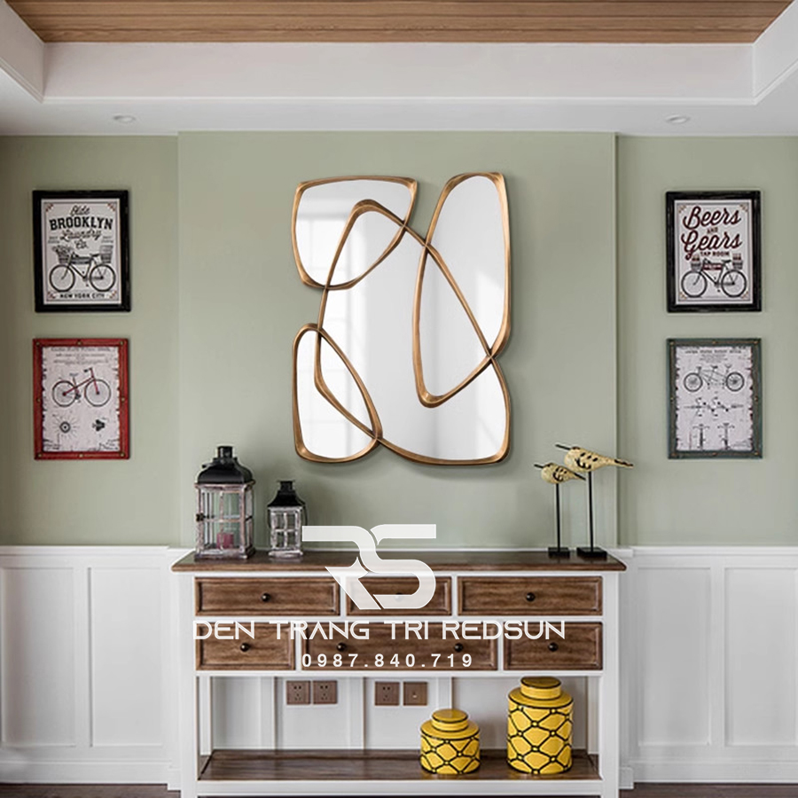 Gương Treo Tường Nghệ Thuật Trang Trí Phòng Khách, Phòng Ăn, Hành Lang Phong Cách Bắc Âu GDC-010