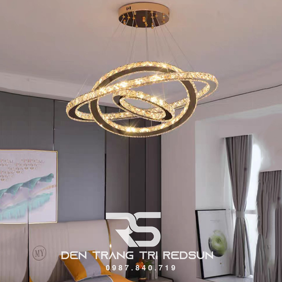Đèn Chùm Pha Lê Hiện Đại Cao Cấp Lắp Thông Tầng Phòng Khách, Cầu Thang, Sảnh Khách Sạn TPLTD Bản 3cm