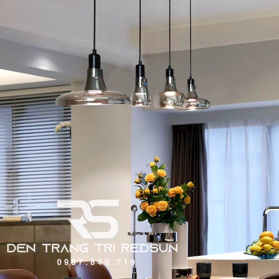 Đèn Thả Bàn Ăn Hiện Đại Bắc Âu Choá Thuỷ Tinh Đen Khói CDT-L017