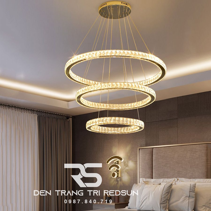 Đèn Chùm Pha Lê Hiện Đại Cao Cấp Lắp Thông Tầng Phòng Khách, Cầu Thang, Sảnh Khách Sạn TPLTD Bản 5cm