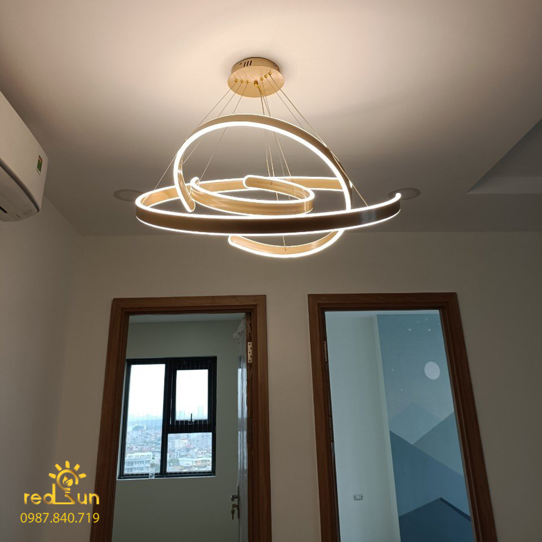 Đèn thả nhiều vòng 3 vòng khuyết mạ đồng