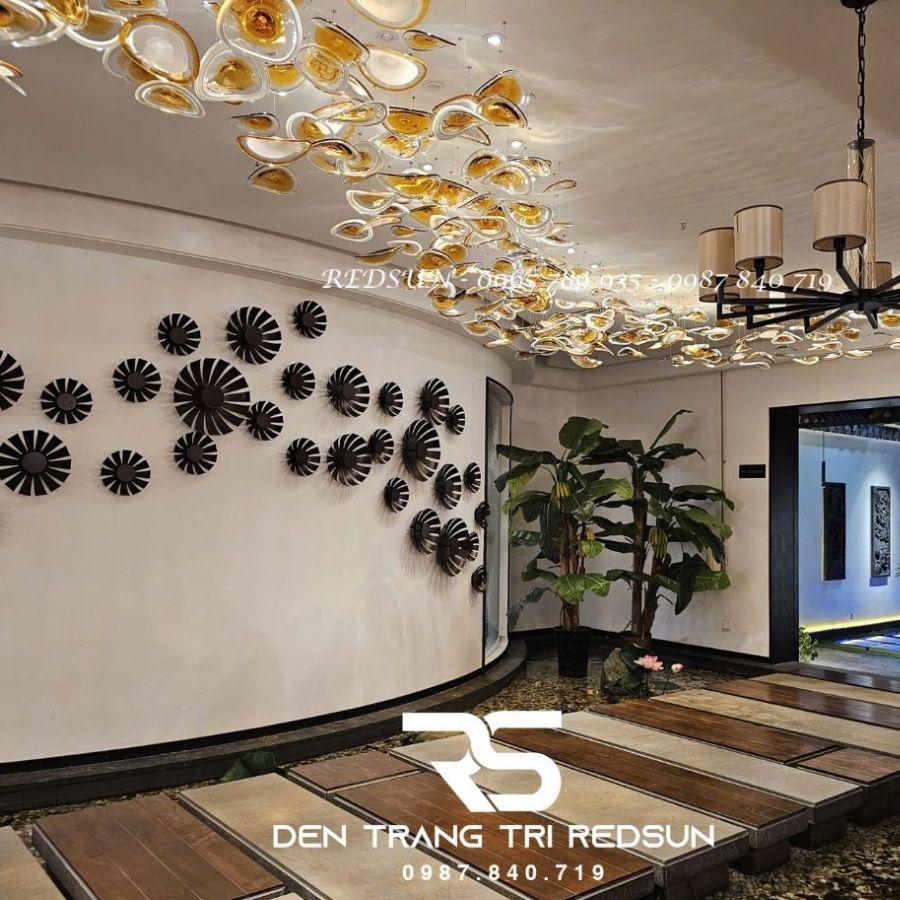 Đèn Thả Thiết Kế Cho Khách Sạn, Hành Lang, Biệt Thư, Phòng Khách, Phòng Ăn Hình Lá HTK-NKLC0519-03