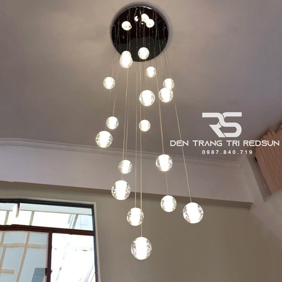 Đèn Thả Trần Hiện Đại Bocci Lắp Thông Tầng  Cầu Thang, Phòng Khách, Bàn Ăn Chất Liệu Pha Lê HTK009