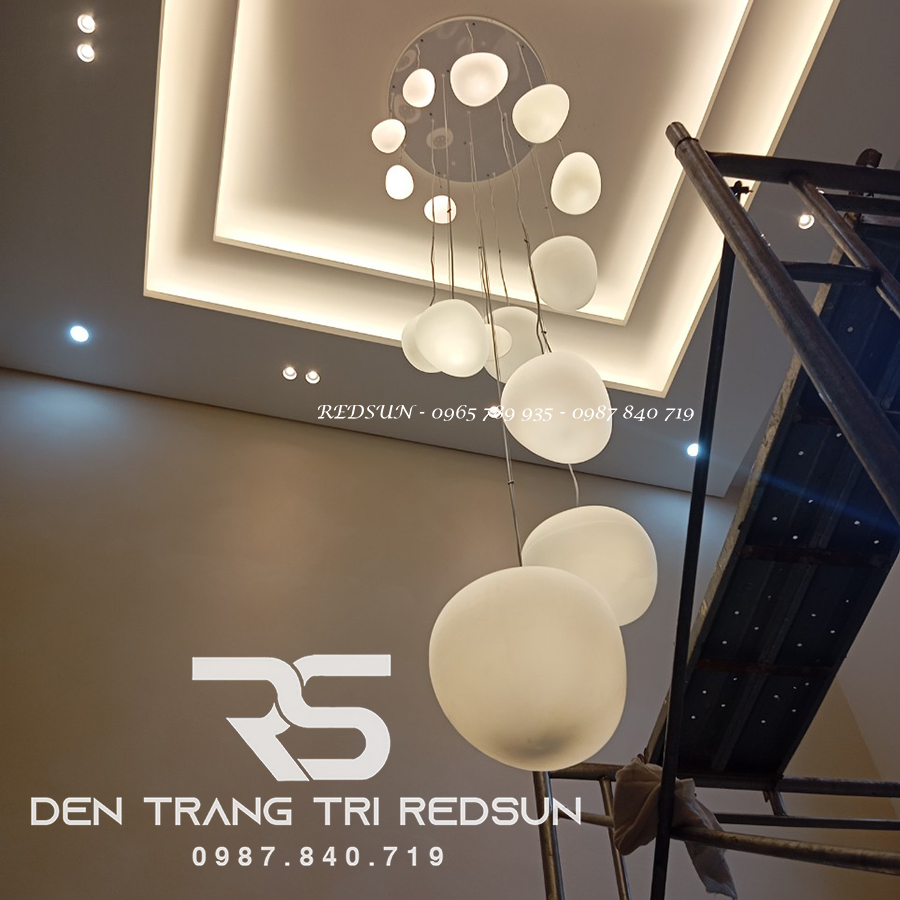 Đèn Thả Trần Hiện Đại Phong Cách Bắc Âu Đá Cuội Chất Liệu Thuỷ Tinh CDT-T015