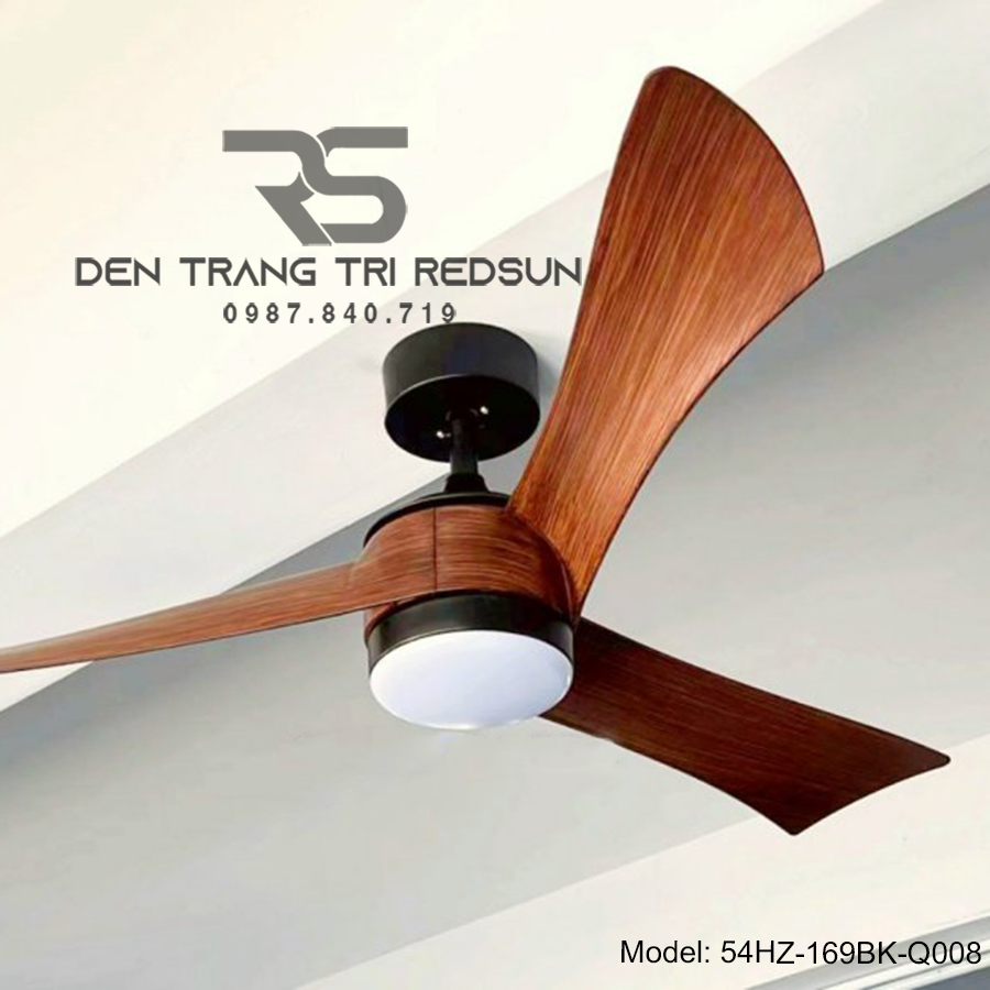 Quạt Trần Đèn Trang Trí Phòng Khách, Phòng Ngủ - 54HZ-169BK-Q008