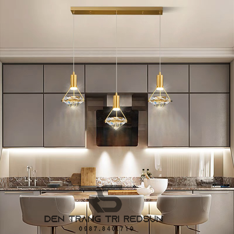 Đèn Thả Trần Hiện Đại Lắp Thông Tầng Cầu Thang, Phòng Khách, Bàn Ăn Chất Liệu Pha Lê HTK048