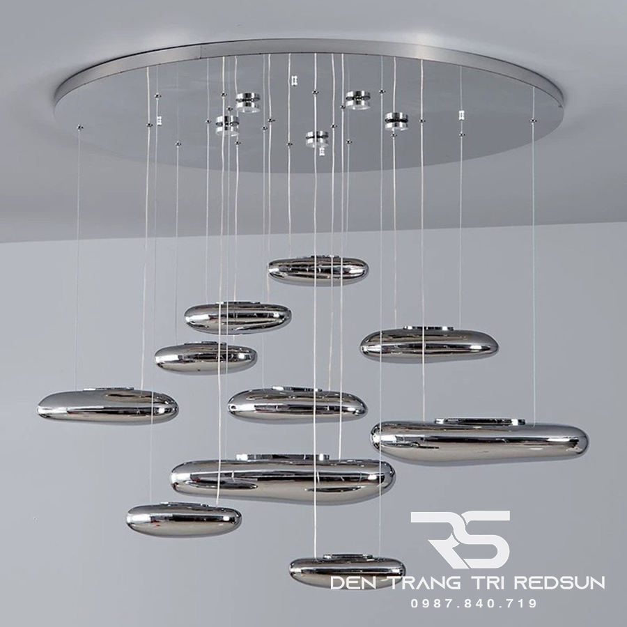 Đèn Thả Phòng Khách Hiện Đại Thuỷ Tinh Giọt Nước Đen Phong Cách Italia DC-T080