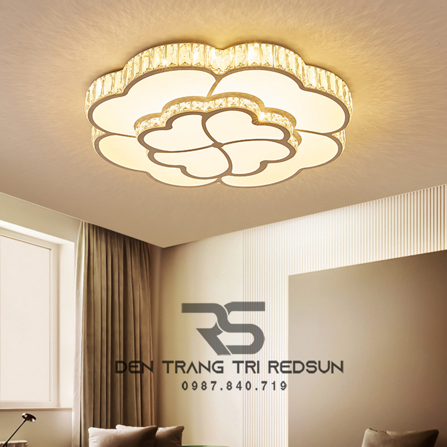 Đèn Mâm Mica Pha Lê Ốp Trần Phòng Khách Hiện Đại MKPL-041