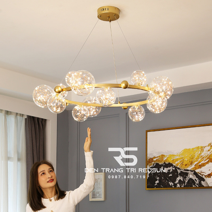Đèn Chùm Phòng Khách Hiện Đại Phong Cách Bắc Âu Choá Thuỷ Tinh DC-50