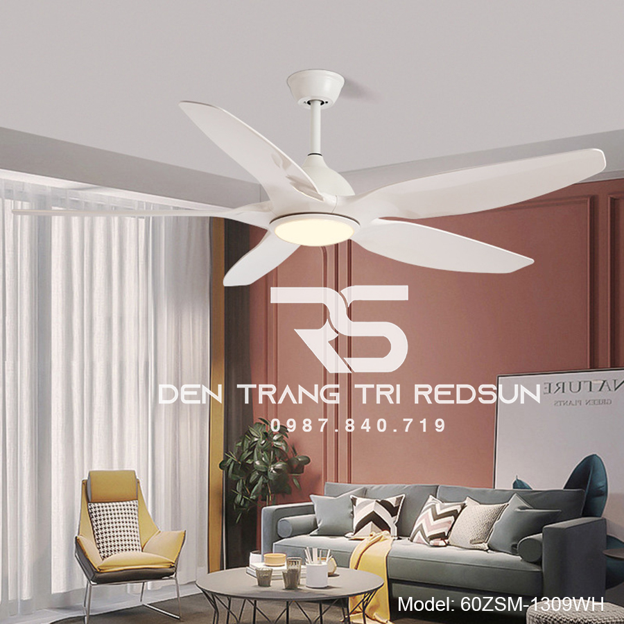 Quạt Trần Đèn Trang Trí Phòng Khách, Phòng Ngủ - 60ZSM-1309WH