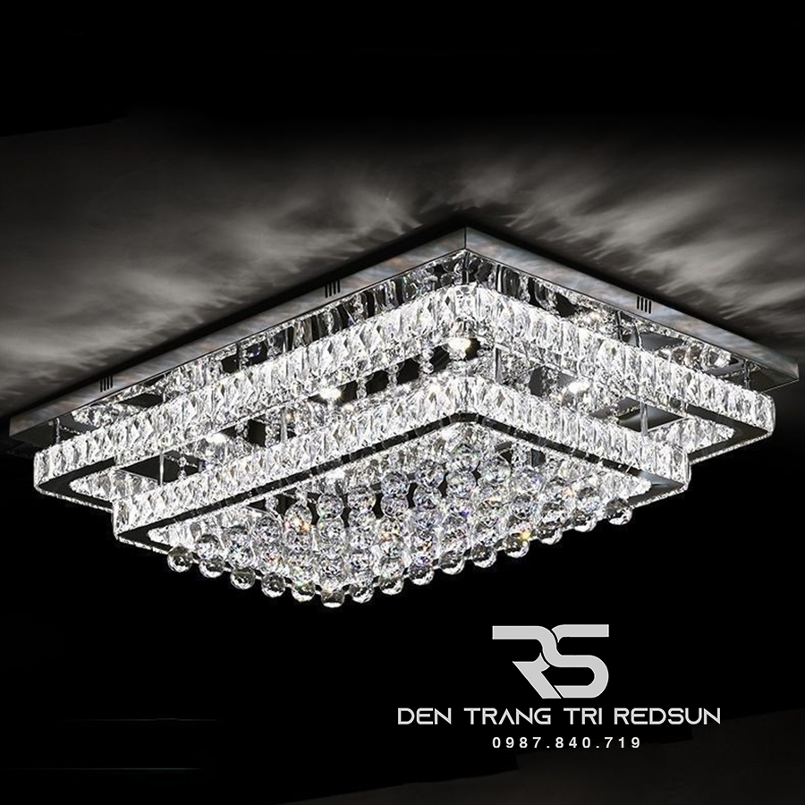 Đèn Mâm Pha Lê Ốp Trần Phòng Khách Hiện Đại M9220