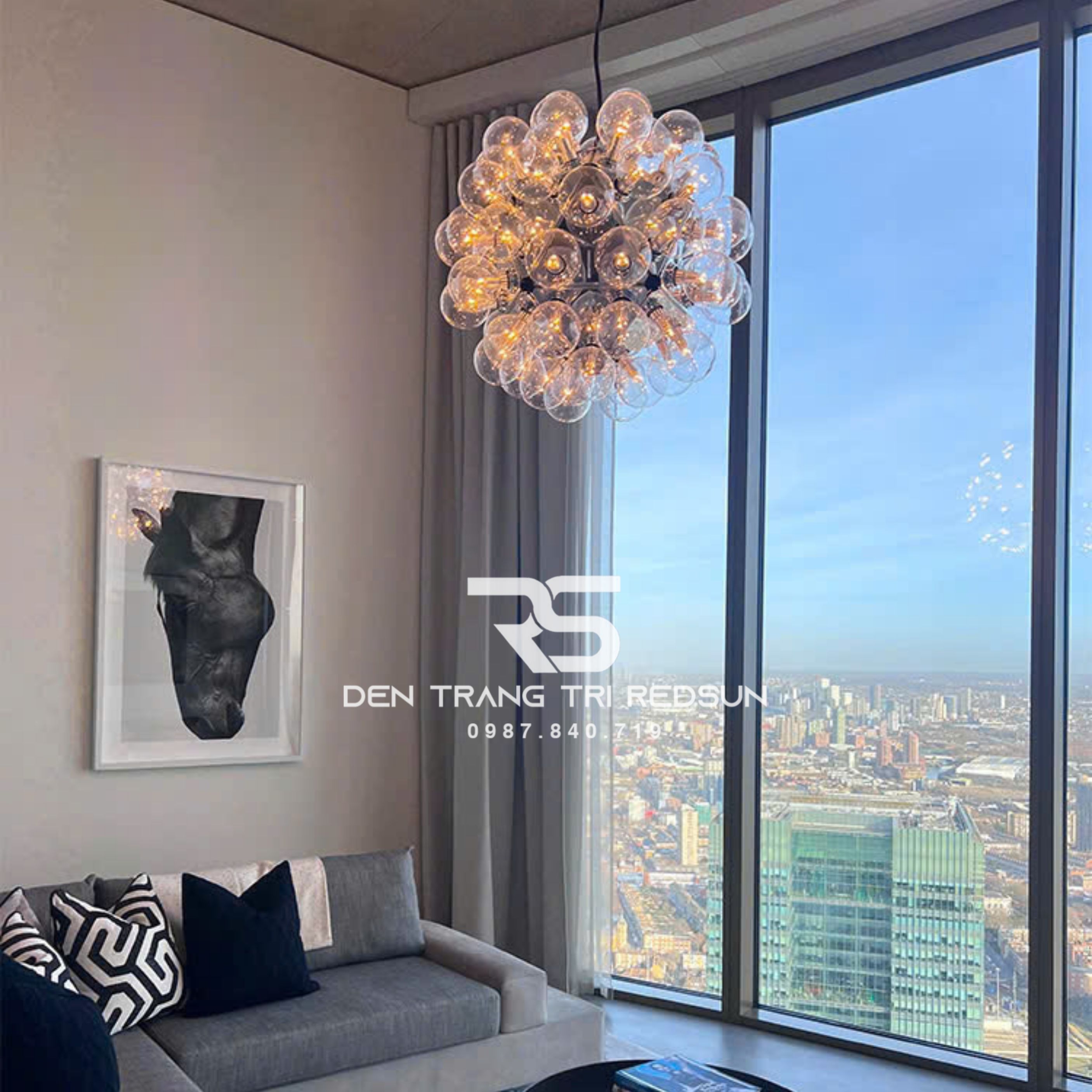 Đèn Chùm Phòng Khách Hiện Đại Bắc Âu Bong Bóng Chất Liệu Thuỷ Tinh DC-T113