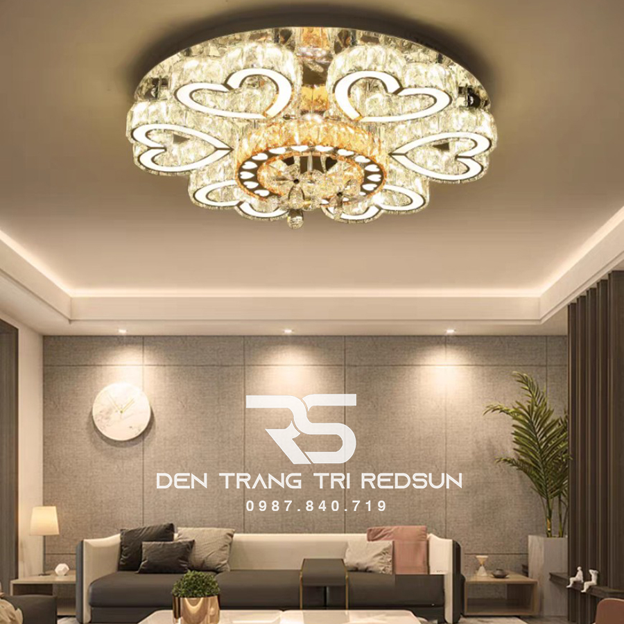 Đèn Mâm Pha Lê Ốp Trần Phòng Khách Hiện Đại M9242