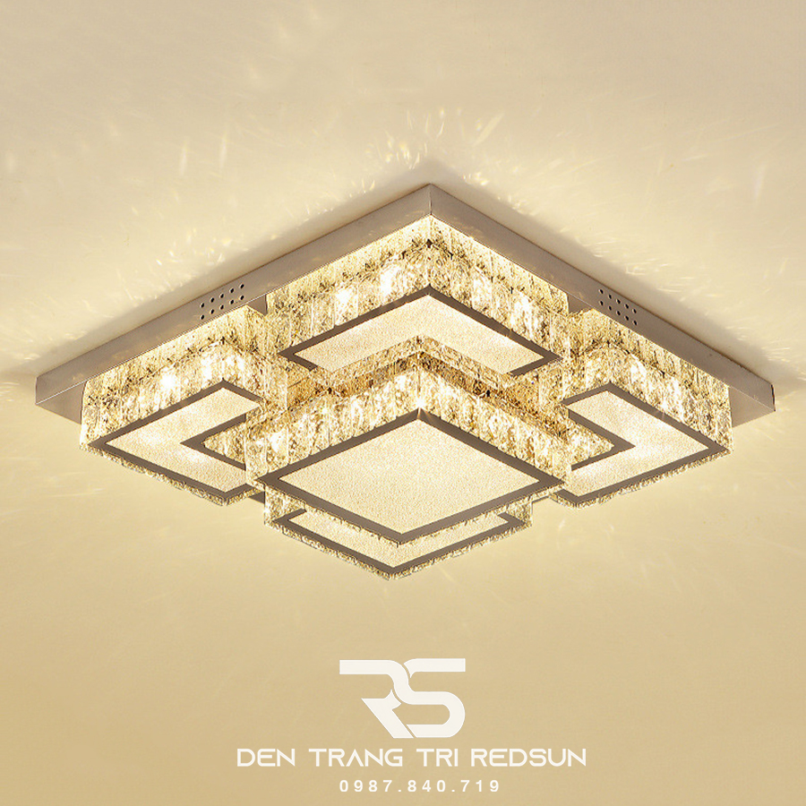 Đèn Mâm Mica Pha Lê Ốp Trần Phòng Khách Hiện Đại MKPL-055