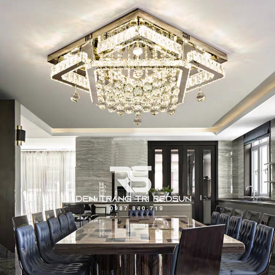 Đèn Mâm Pha Lê Ốp Trần Phòng Khách Hiện Đại M9240