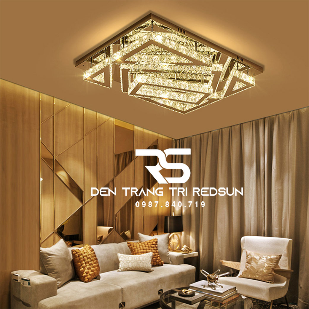 Đèn Mâm Pha Lê Ốp Trần Phòng Khách Hiện Đại MV9202