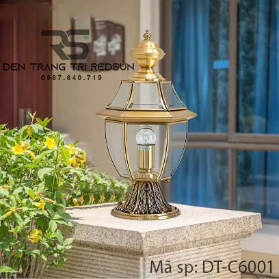 Đèn Trụ Cổng Chất Liệu Đồng Lắp Ngoài Trời DT-C6001