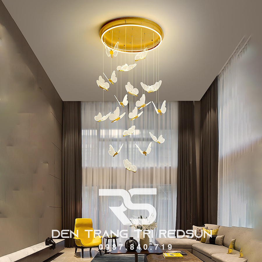 Đèn Thả Trần Hiện Đại Lắp Thông Tầng Cầu Thang, Phòng Khách, Bàn Ăn HTK039