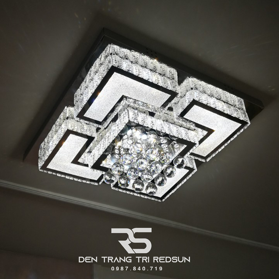 Đèn Mâm Mica Pha Lê Ốp Trần Phòng Khách Hiện Đại MKPL-056