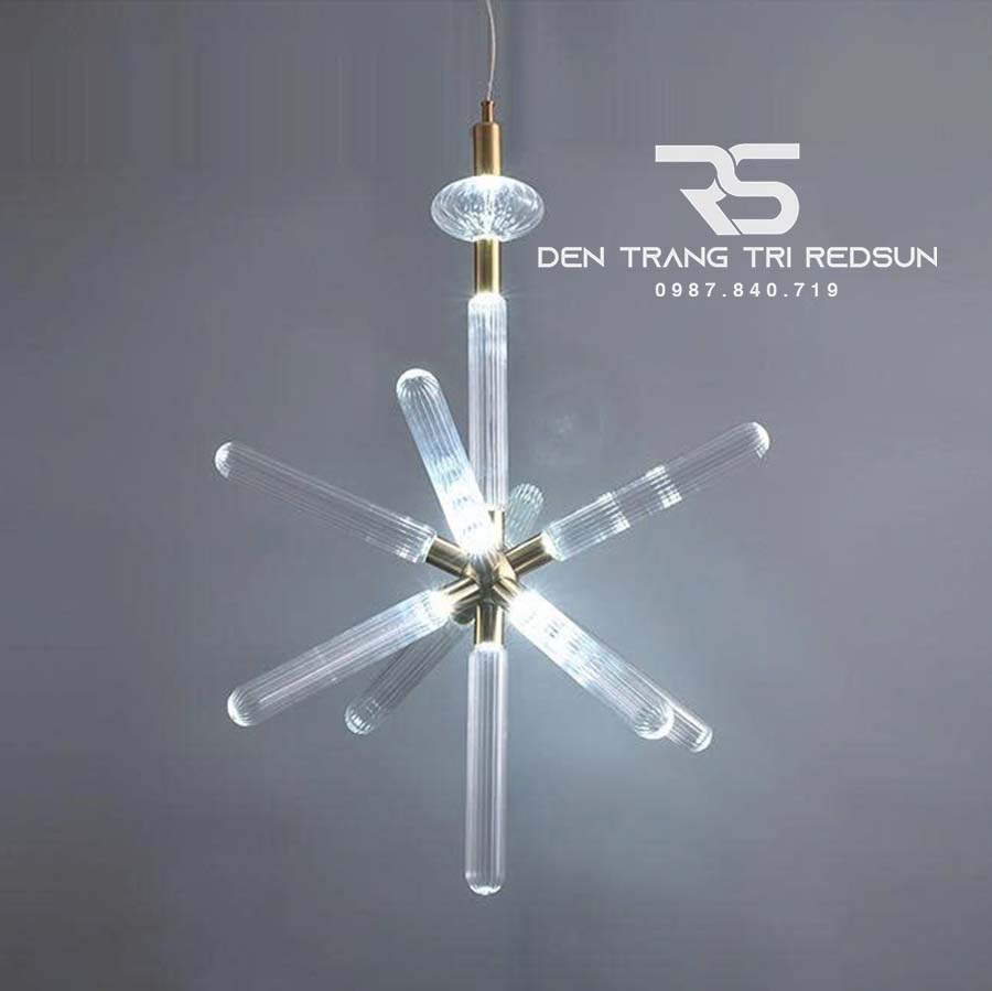 Đèn Chùm Trang Trí Phòng Khách, Phòng Ăn, Phòng Ngủ Ống Thủy Tinh Hình Sao DC-T105