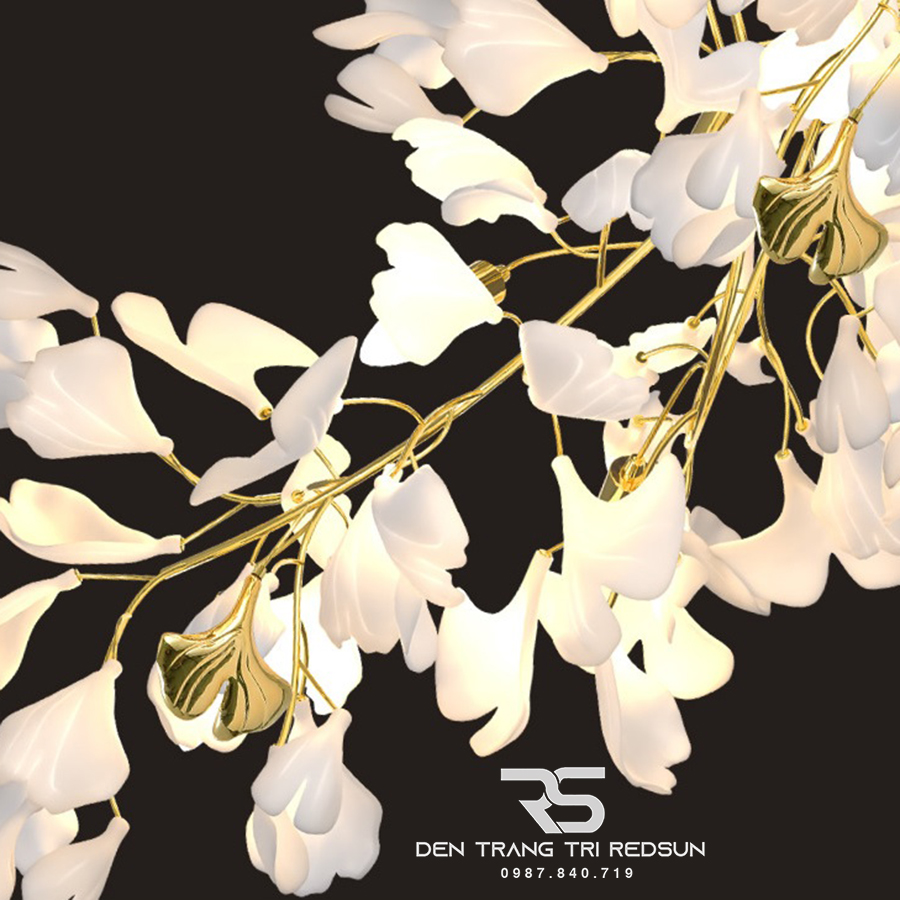 Đèn Chùm Lắp Thông Tầng, Sảnh Khách Sạn Phong Cách Bắc Âu Hiện Đại Ginkgo Leaf (Lá Bạch Quả) DC-T087