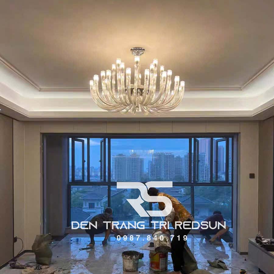 Đèn Chùm Trang Trí Phòng Khách, Sảnh Chờ, Phòng Ăn, Phòng Ngủ Ống Thủy Tinh Phong Cách Bắc Âu DCP-001