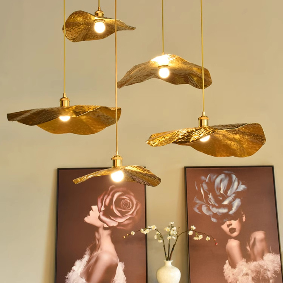 Đèn Thả Trần Hiện Đại Bắc Âu Lá Sen Sắt CDT-T018