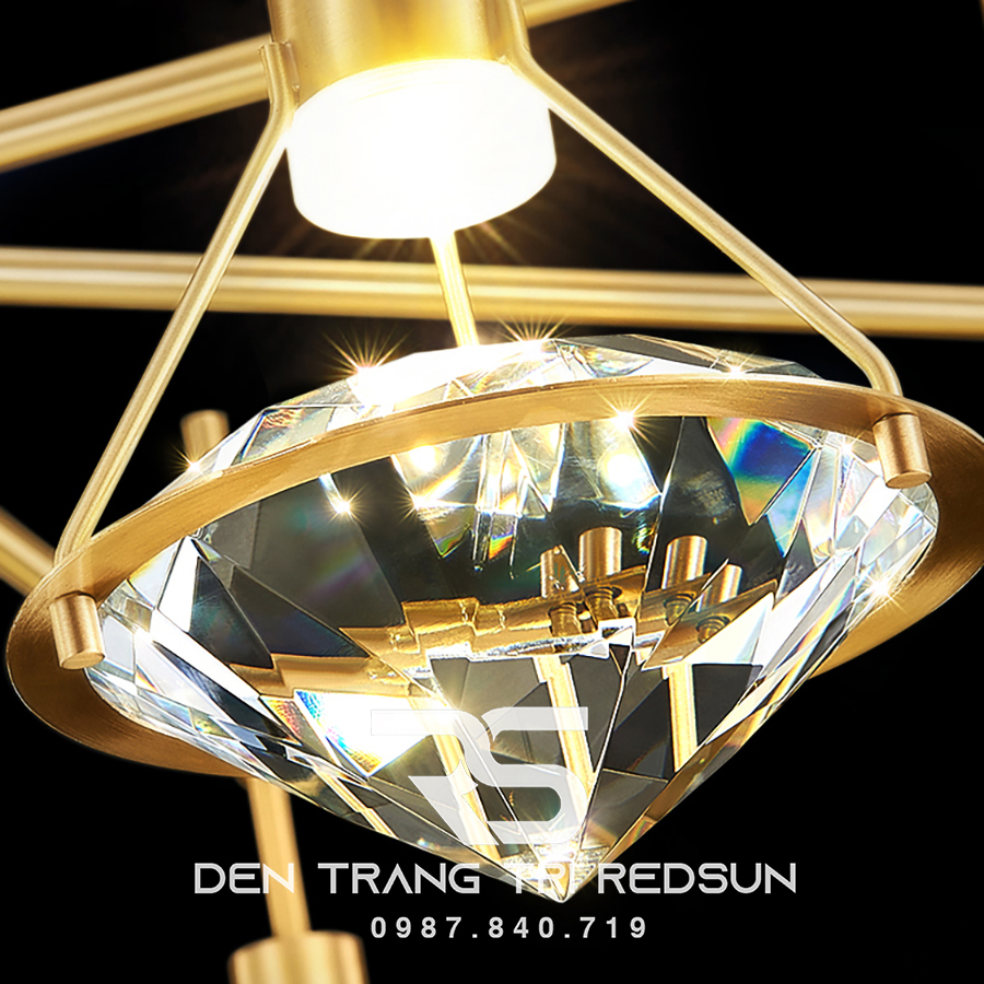 Đèn Thả Trần Hiện Đại Lắp Thông Tầng Cầu Thang, Phòng Khách, Bàn Ăn Chất Liệu Pha Lê HTK048