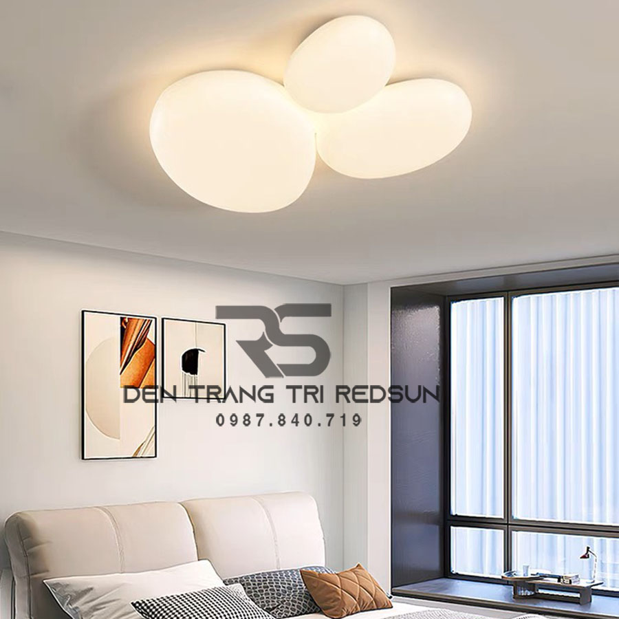 Đèn Mâm Ốp Trần Hiện Đại Phòng Khách, Phòng Ngủ Phong Cách Bắc Âu Chất Liệu Mica OT-016