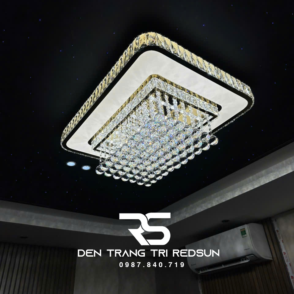 Đèn Mâm Mica Pha Lê Ốp Trần Phòng Khách Hiện Đại MKPL-080