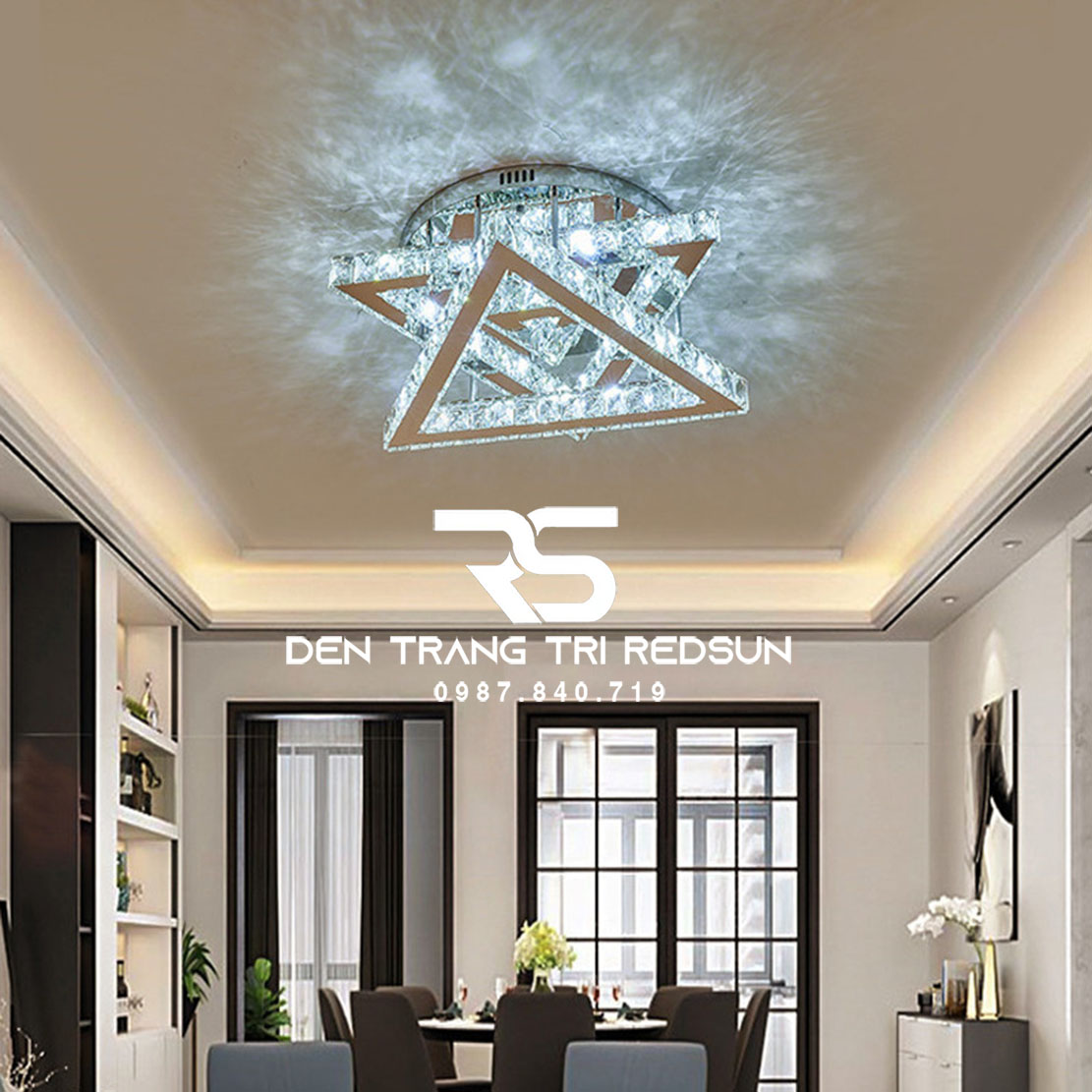 Đèn Mâm Pha Lê Ốp Trần Phòng Khách Hiện Đại M9217