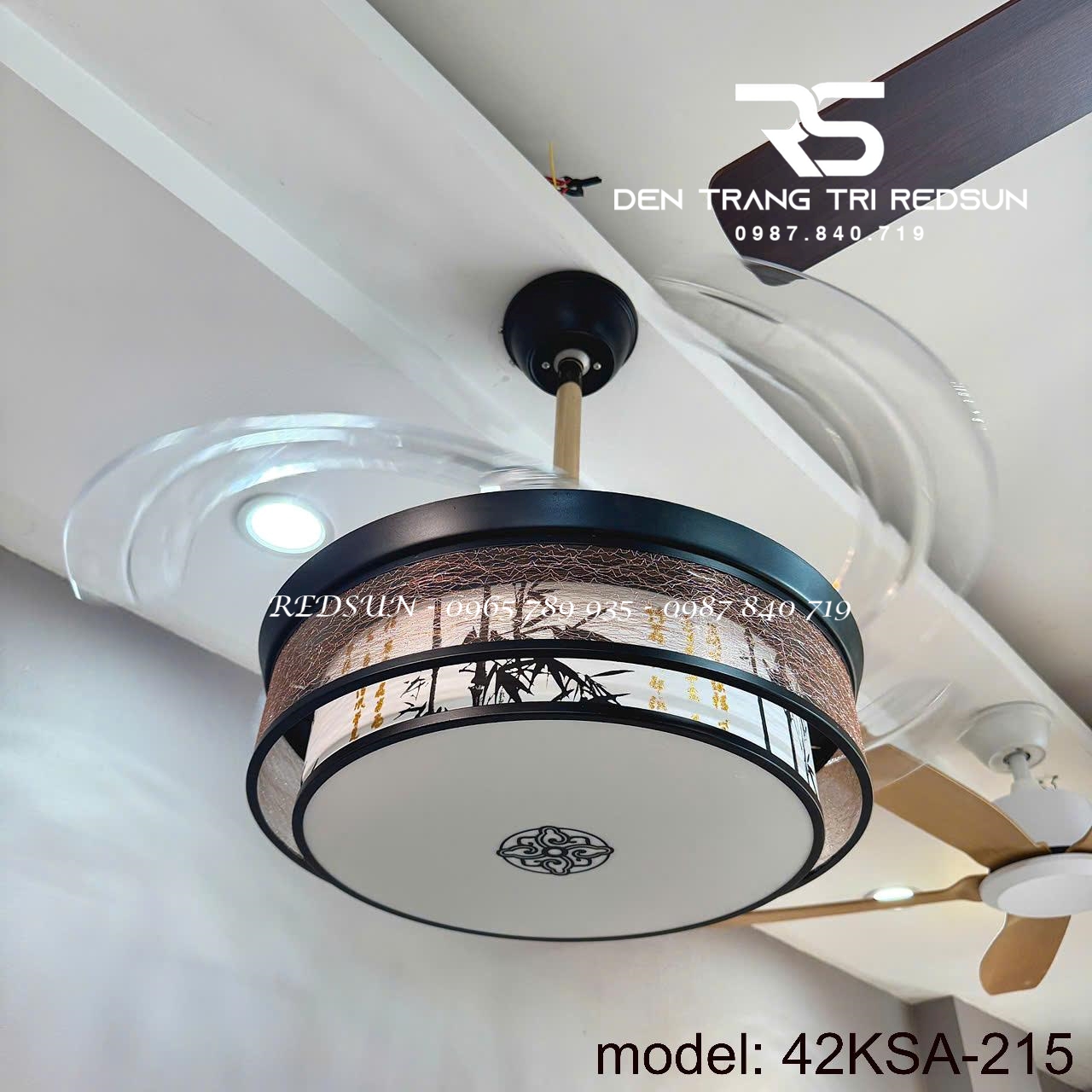 Quạt Trần Đèn Cánh Cụp Xòe Trang Trí Phòng Khách, Phòng Ngủ - 42KSA-215