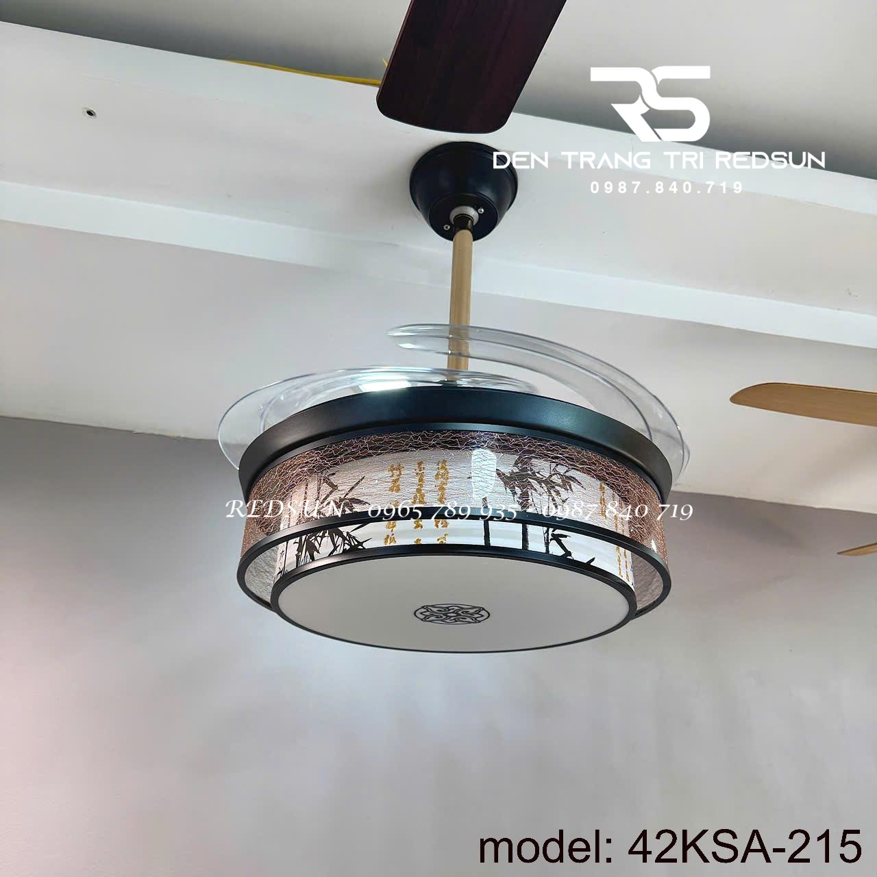 Quạt Trần Đèn Cánh Cụp Xòe Trang Trí Phòng Khách, Phòng Ngủ - 42KSA-215