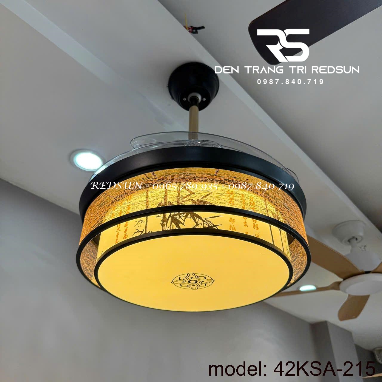 Quạt Trần Đèn Cánh Cụp Xòe Trang Trí Phòng Khách, Phòng Ngủ - 42KSA-215